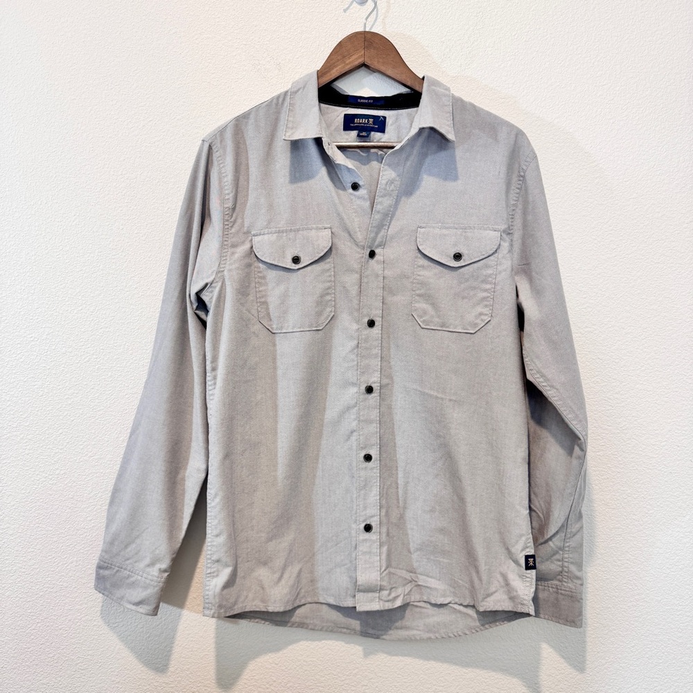Roark Adventure Utility Button Down Shirt Outdoor Casual Gray Medium Huckberry